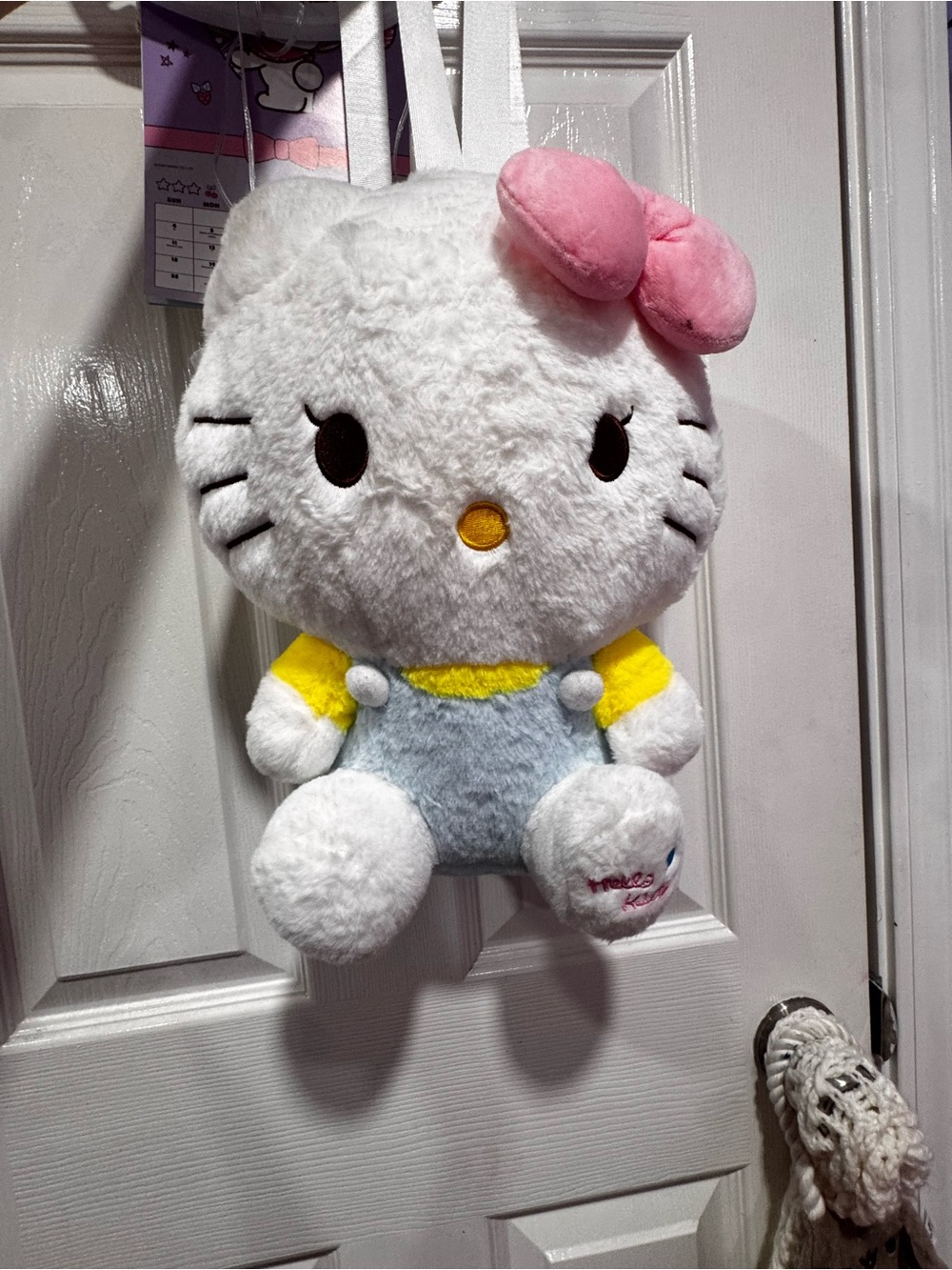 Hello Kitty Plush Crossbody Bag in White, Pink & Yellow